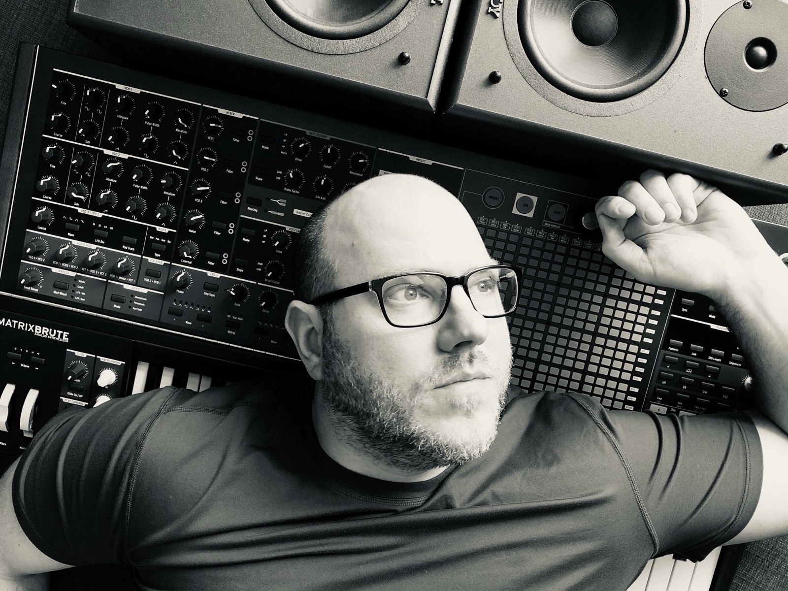 Justin Joe with MatrixBrute synthesizer