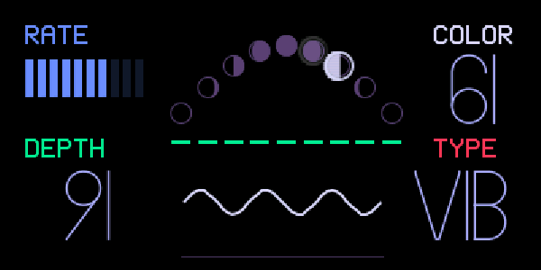 MOON screen in vibrato mode with a wobble line